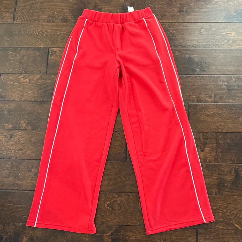 Aerie Red Track Pants with White Piping